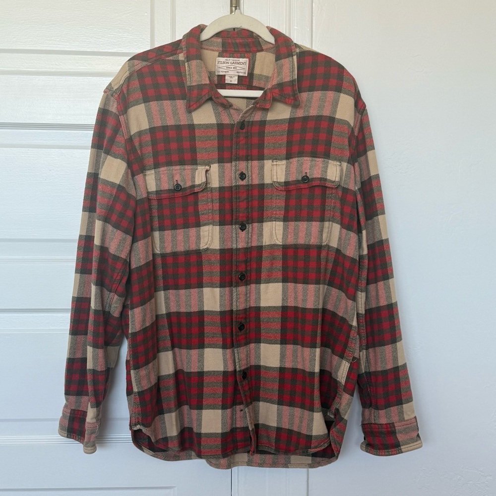 Filson Work Flannel Red and Tan Checkered Shirt